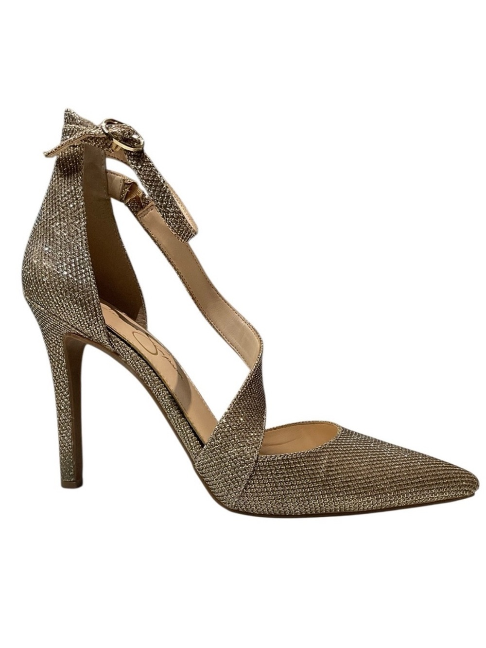 Jessica Simpson Glittering Gold Pointed Strappy Heels 8.5